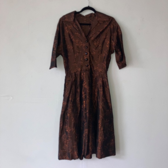 1950s Brown cocktail dress - Picture 8 of 11